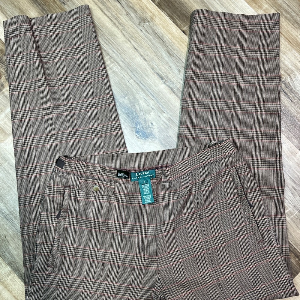 Ralph Lauren Womens Size 8‎ Houndstooth Cotton Stretch Ankle Pants 33x32